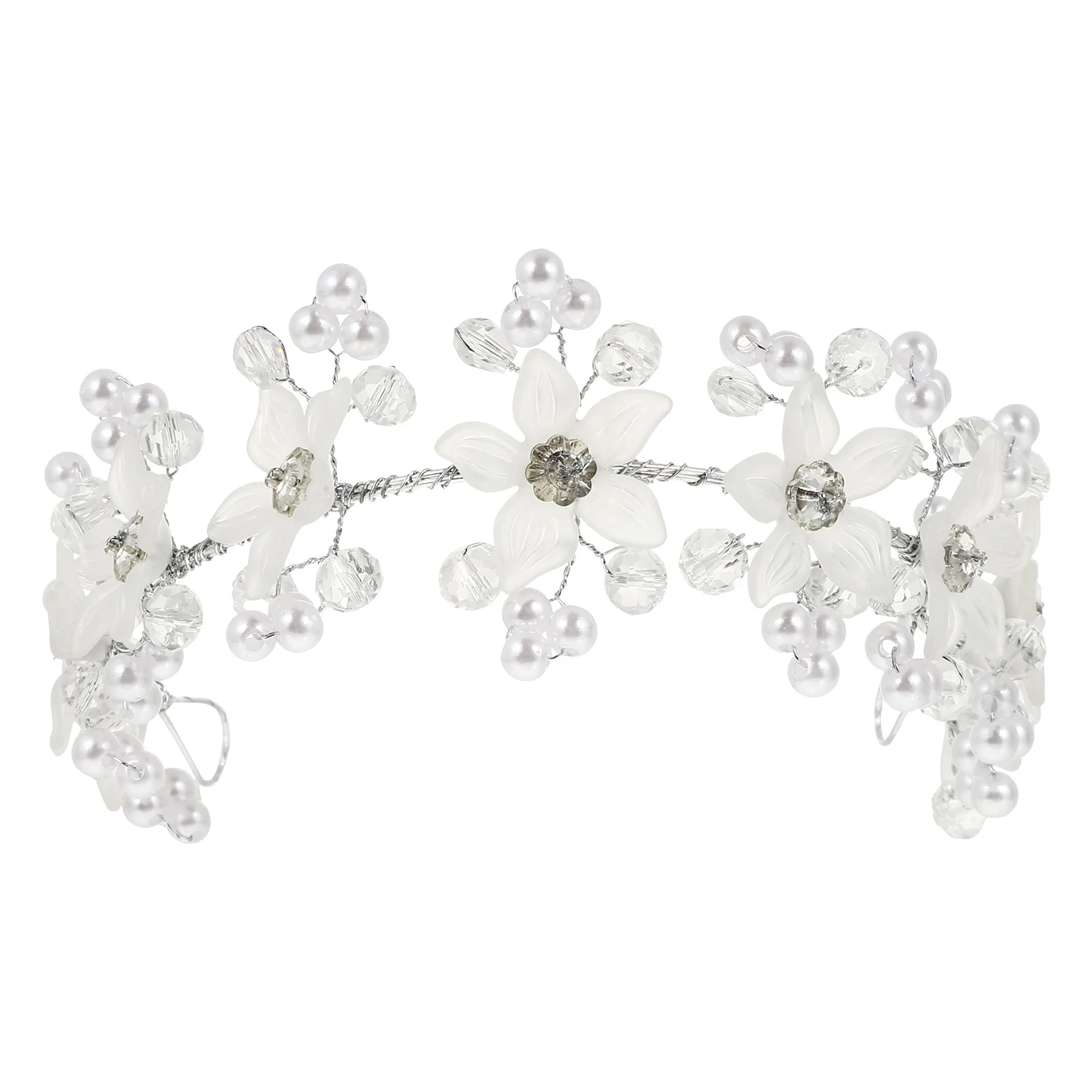 

Pearl Rhinestone Acrylic Flower Headband Elegant Lightweight Bridal Jewelry Wedding Party Hair Accessories Headpiece Decoration
