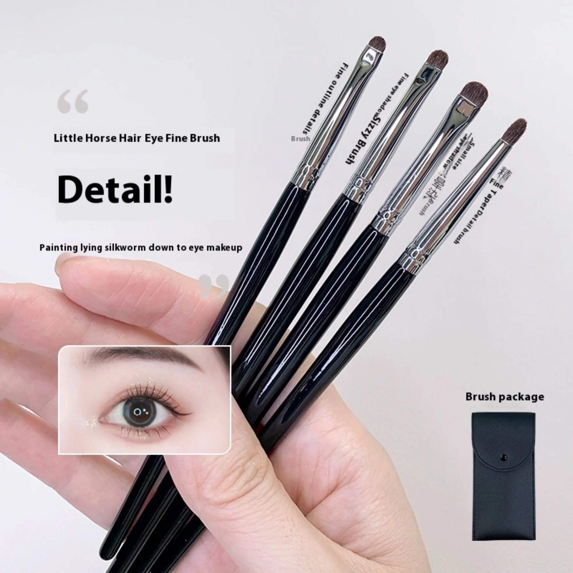 

4pcs Horse Hair Eyeshadow Brush Makeup Brushes Small Eye Blending Shadow Eyeliner Make up Brush Animal Hair
