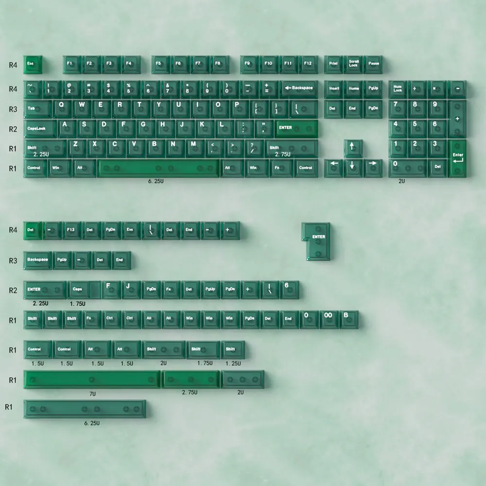 157 Tasten Gletscher Transparenz Tasten kappen voller Satz Kirsch höhe pbt thermische Sublimation für 61 87 98 mechanische Tastatur