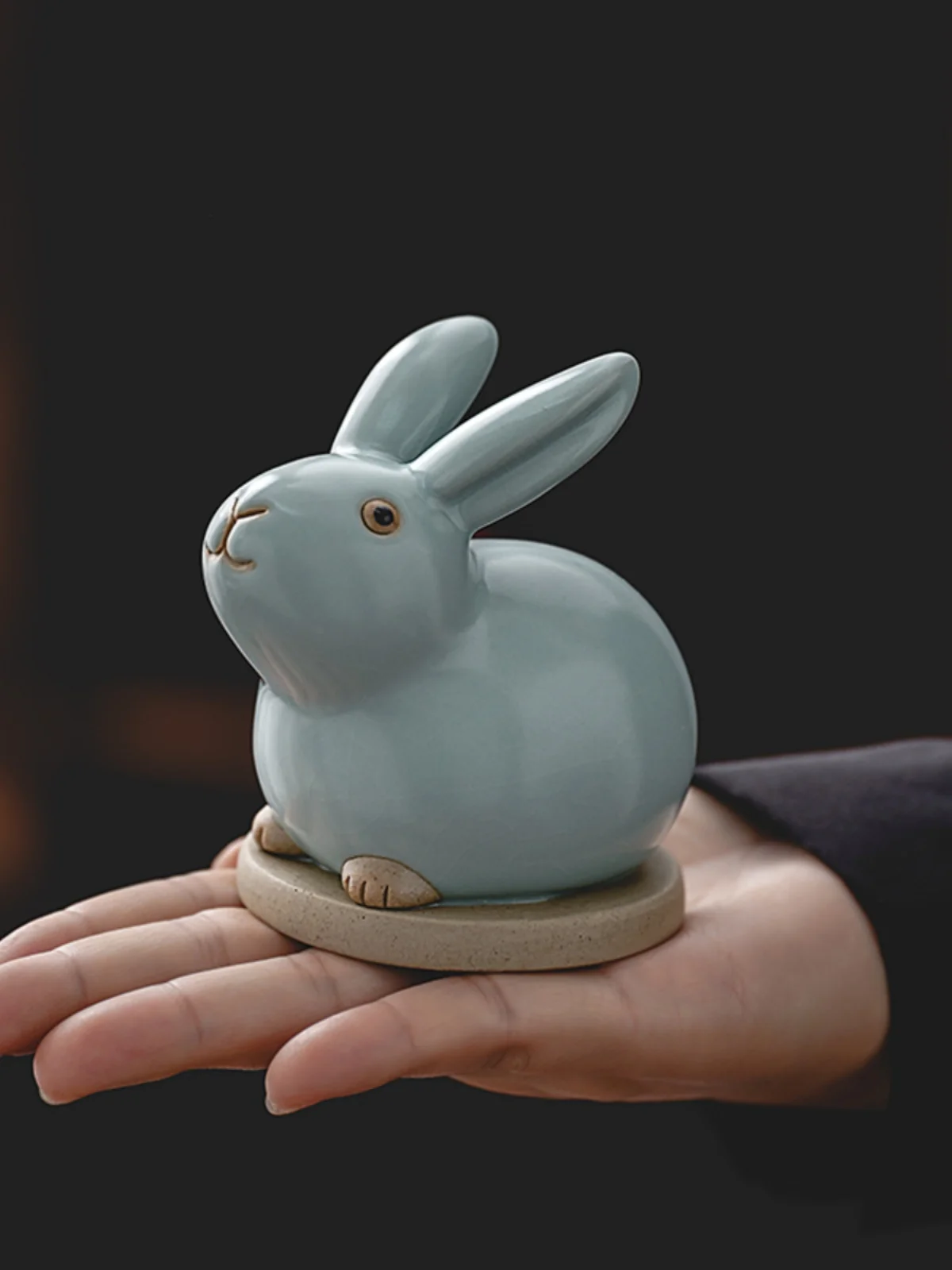 Ruyao Tea Pet Decor Rabbit Cute Animal Statue, Gongfu Tea Accessories, Tea Sets, Zen Home Decoration