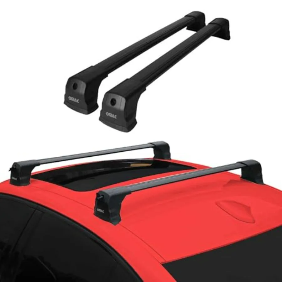 قضبان متقاطعة لرف السقف لسيارة MercedesBenz CClass Sedan 20082014 مع تصميم قابل للقفل بسعة وزن 165 رطل من الألومنيوم المتين #1