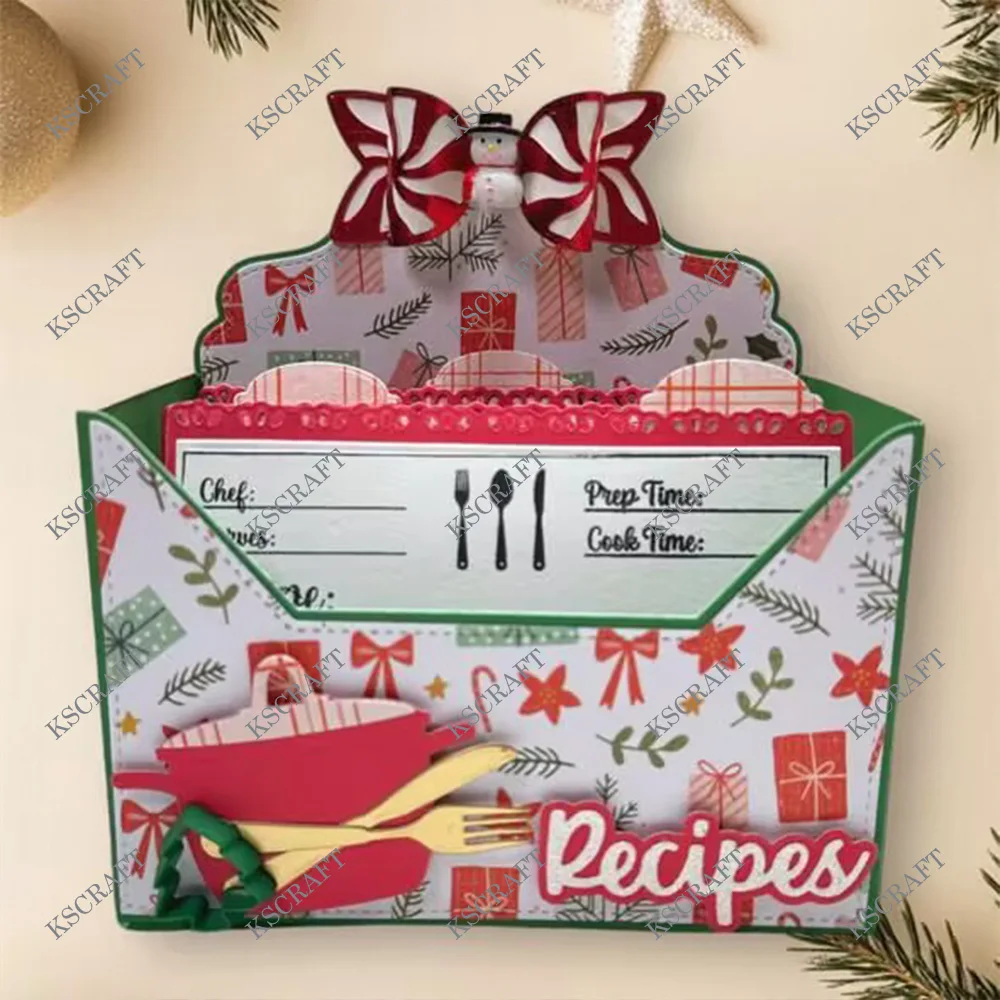KSCRAFT Recipe Box with Stamp Cutting Dies Stencils for DIY Scrapbooking Decorative Embossing DIY Paper Cards