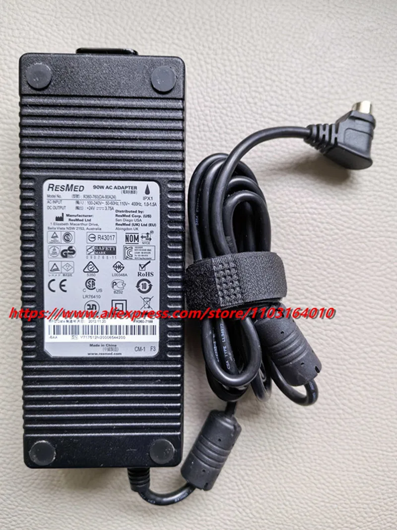 

Новый оригинальный адаптер переменного тока ResMed R360-760 (DA-90A24), 90 Вт, 24 В, 3,75 А, зарядное устройство, 3-контактный