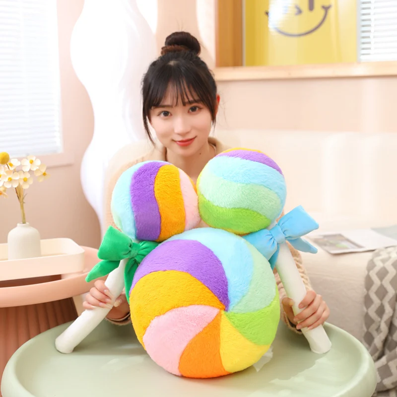 

43/58CM Funny Rainbow Lollipop Plush Toys Colorful Candy Plush Pillow Ball Toy Stuffed Soft Birthday Gifts