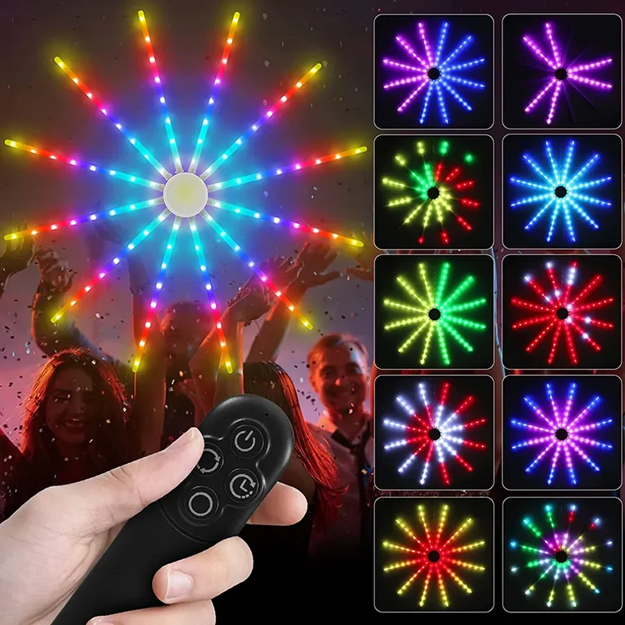 

Christmas LED Firework Lights Outdoor Hanging Starburst Lights With Remote RGB Dandelion Light Meteor Shower Rain Light