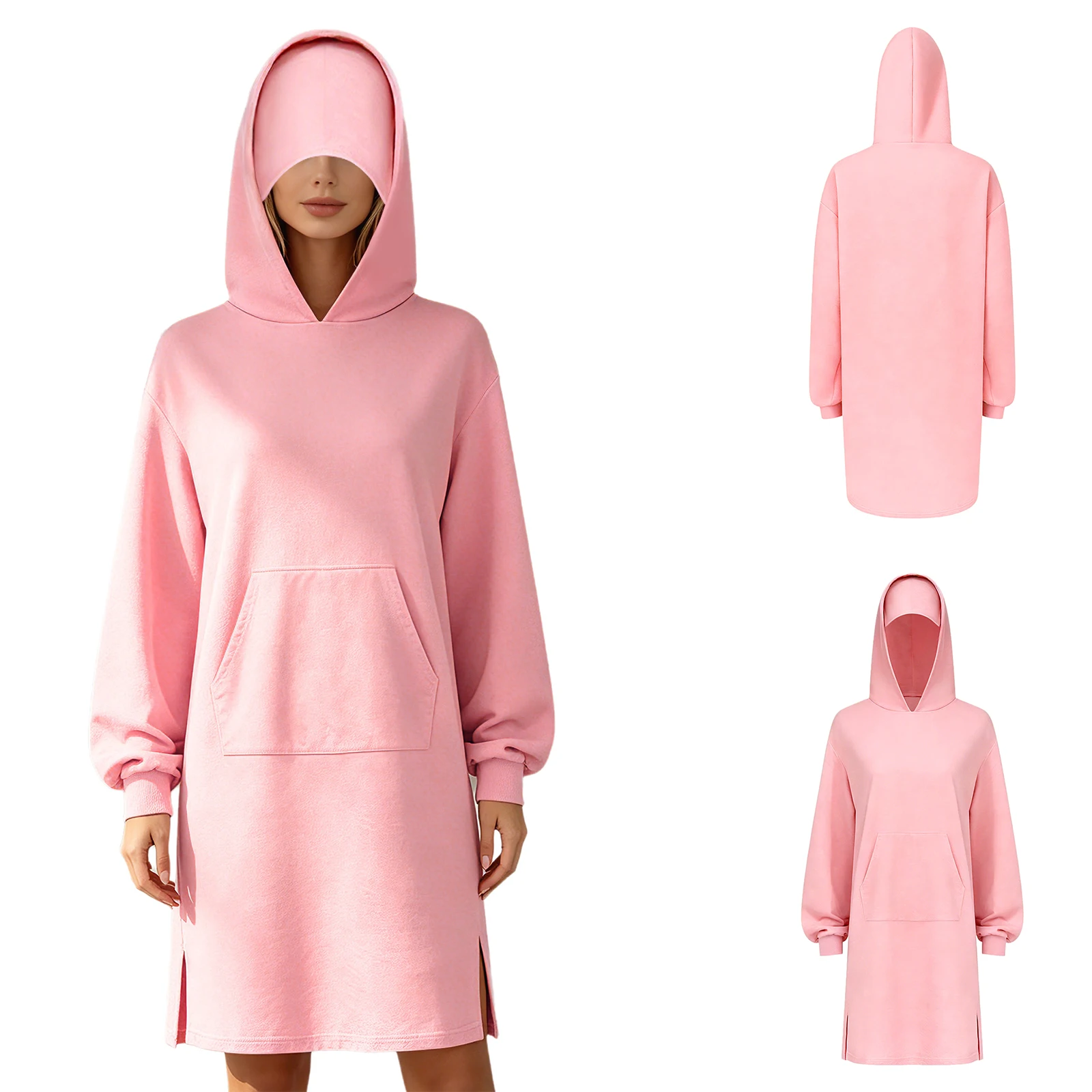 

Plus Size Women's Clothing Hoodies And Sweatshirts Long Sleeve Pullover Top with Pocket And Eye Mask Stretchy for Outdoor Sports