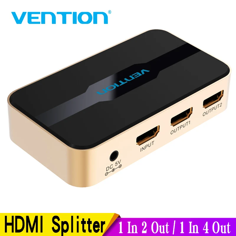 Vention rozdzielacz HDMI 1x2 4k 3D Splitter przełącznik HDMI Adapter 1 w 2 wyjście z zasilaczem rodzaj metalu do wzmacniacza Xbox HDCP nowość