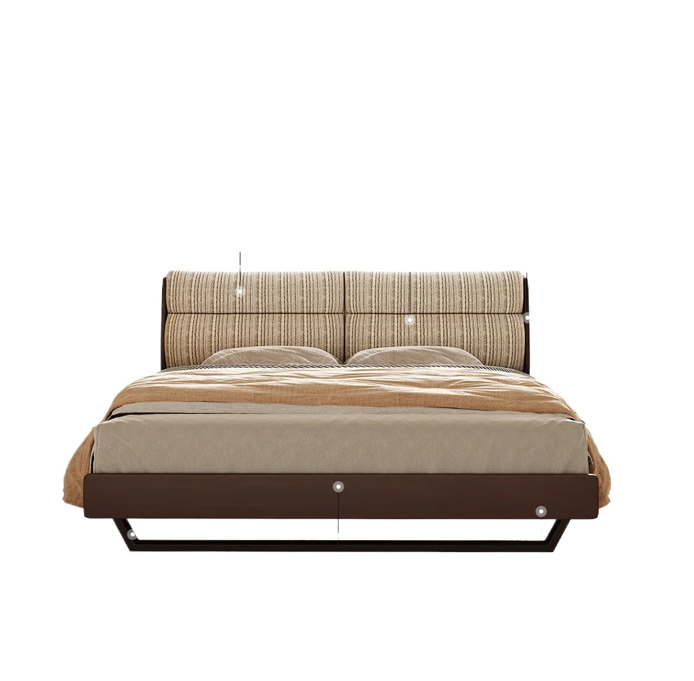 LMM retro style all solid wood 1.8 double all solid wood chenille soft bed home