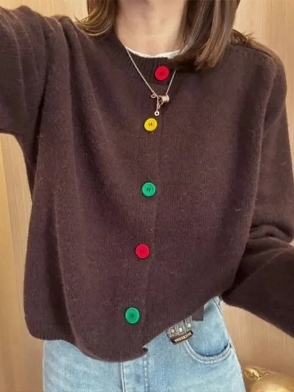 루즈핏 니트 오픈 가디건 여성용 라운드 넥 스웨터 아우터웨어 부드럽고 편안한 봄 가을 겨울 캐주얼 긴 소매