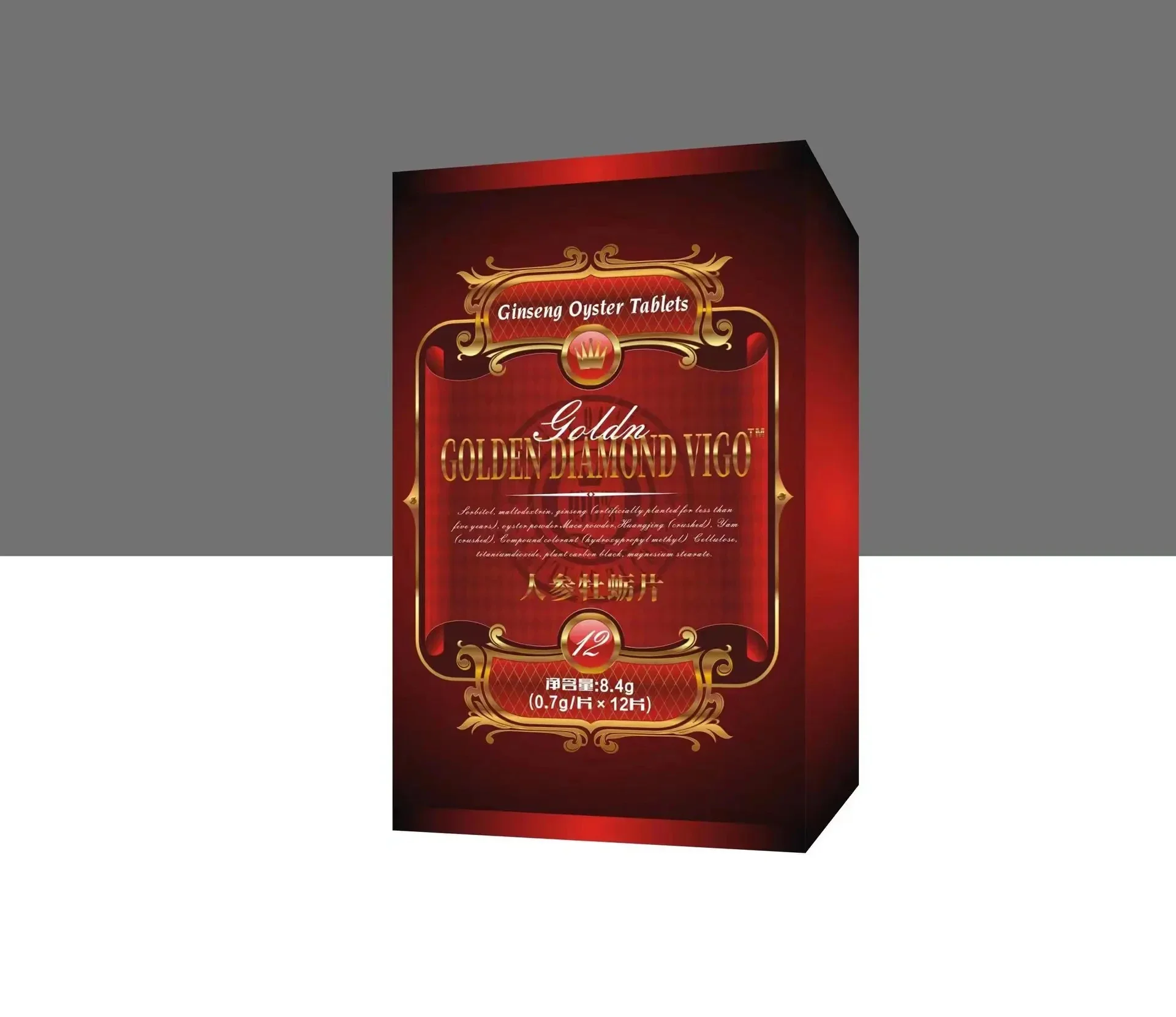 1 Box of Red Diamond Ginseng Oyster Tablets 12 Capsules Male Oral  Health Food