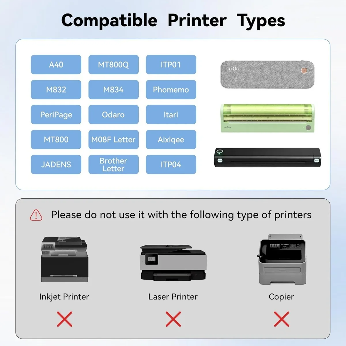 A4/US Letter Thermal Paper Rolls High Quick-Dry for Receipt/Shipping Label/Office Use, Compatible with A40/M08F/X8 Printers