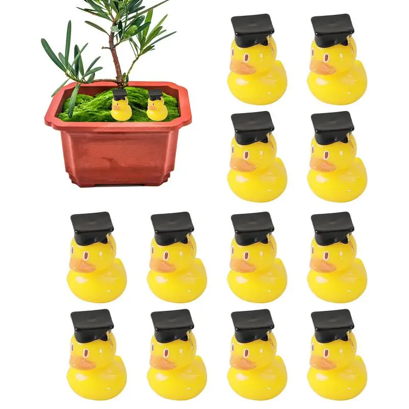 

Duck With Grad Hat 12PCS Yellow Tiny Grad Duck Novelty Graduation Keepsake Mini Resin Graduation Ducks For Graduation Birthday