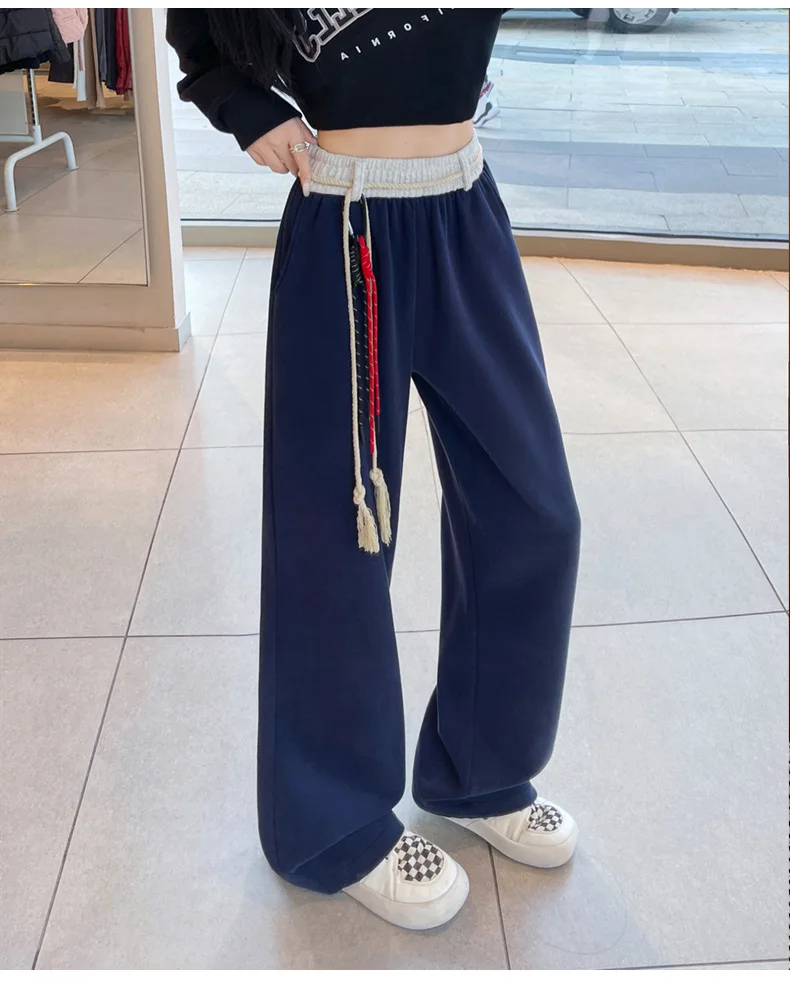 

Широкие брюки с высокой талией и разрезом, женские летние быстросохнущие брюки с высокой посадкой, милые молодежные музыкальные фестивальные мягкие брюки с завязками для отдыха