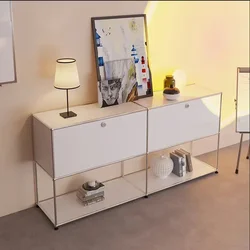 Storage Cabinet Sideboards Cabinet Shelf Module Modular DIY TV Stand Living Room Furniture Stainless Steel Vintage Frame