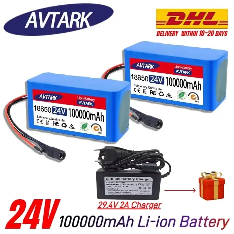 

✅100% New 7S3P 18650 24V 100000mAh Rechargeable Batteries 24V Lithium Battery Wheelchair Battery 7s3p Battery Pack for Bicycle