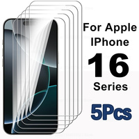 5Pcs For iPhone 16 Pro Max Full Cover Tempered Glass Screen Protector iPhone16 ProMax 15Pro 16 14 Plus Screen Glass Protect Film