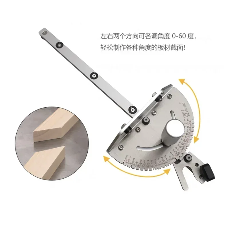 Miter Gauge Adjustment 0-60 Degree Woodworking Table Saw Handle 60 Degree Assembly Angle Ruler Multi Purpose Woodworking Tools