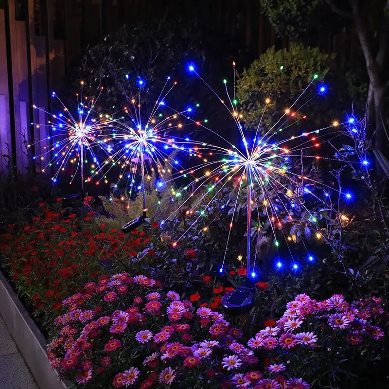 Outdoor LED Firework Lights Waterproof Solar Garland Light Garden Xmas Party Yard Lighting New Year\'s Eve Christmas Decor