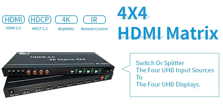 Bitvisus 2021 New style  Matrix 4k video mixer HDMI 4x4  Matrix Video Switcher