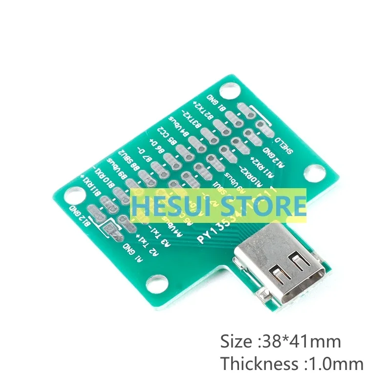 TYPE-C female base conversion test board USB3.1 With PCB board 24P female head data cable connector 38*41mm