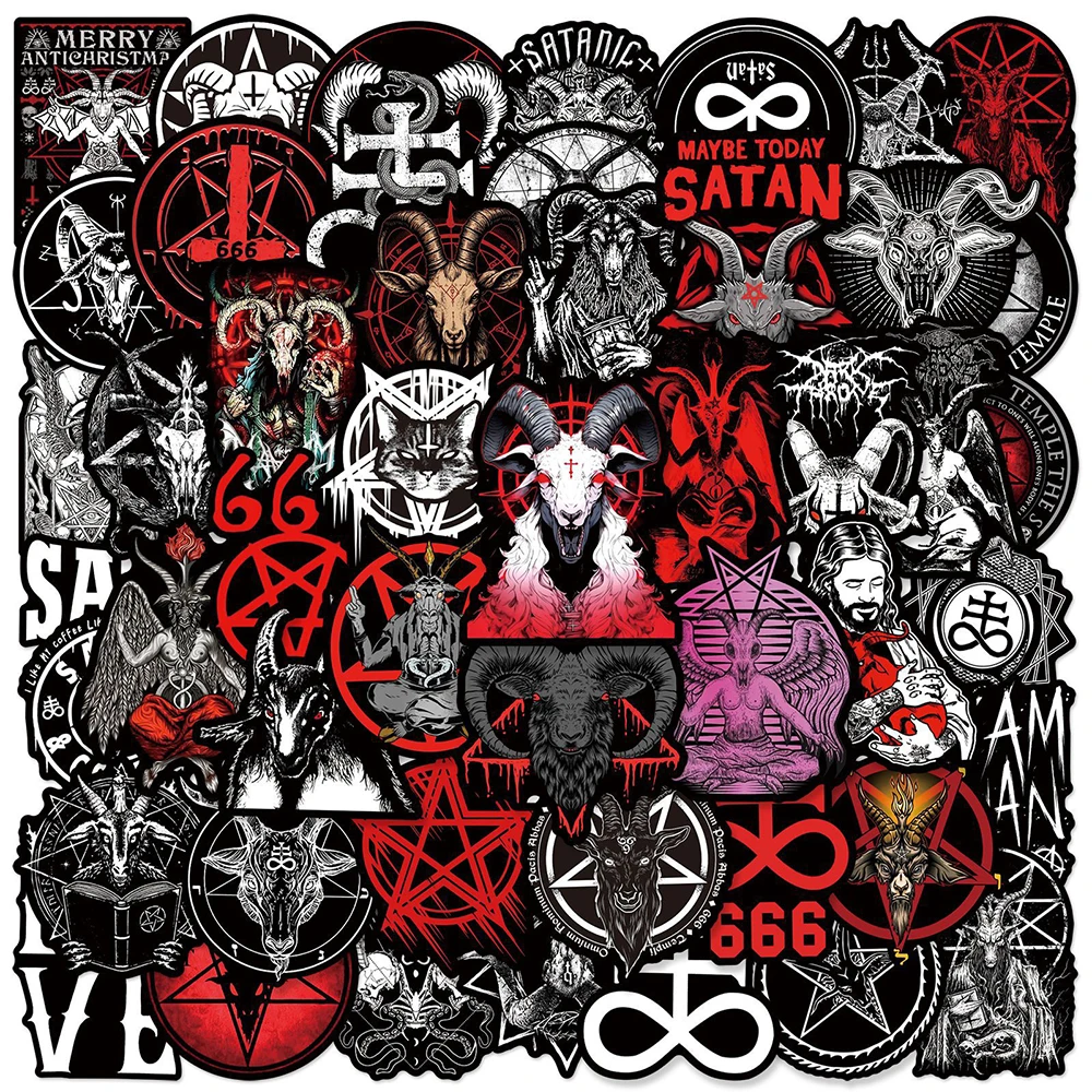 10/30/50pcs Cool Blcak Ram Demon Satan Stickers Horror Gothic Style Graffiti Sticker Phone Case Skateboard Laptop Cartoon Decals