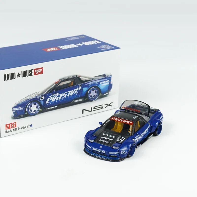 Kaido House + MINIGT 1:64 Modellauto NSX Evasive V2 Druckgussfahrzeug aus Legierung # KHMG137 Metallblau