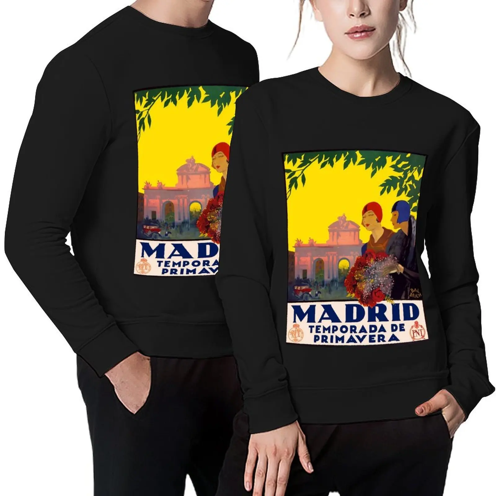 Madrid Temporada de Primavera - Vintage Travel Art Poster Pullover men's coat mens clothes sweatshirt for men