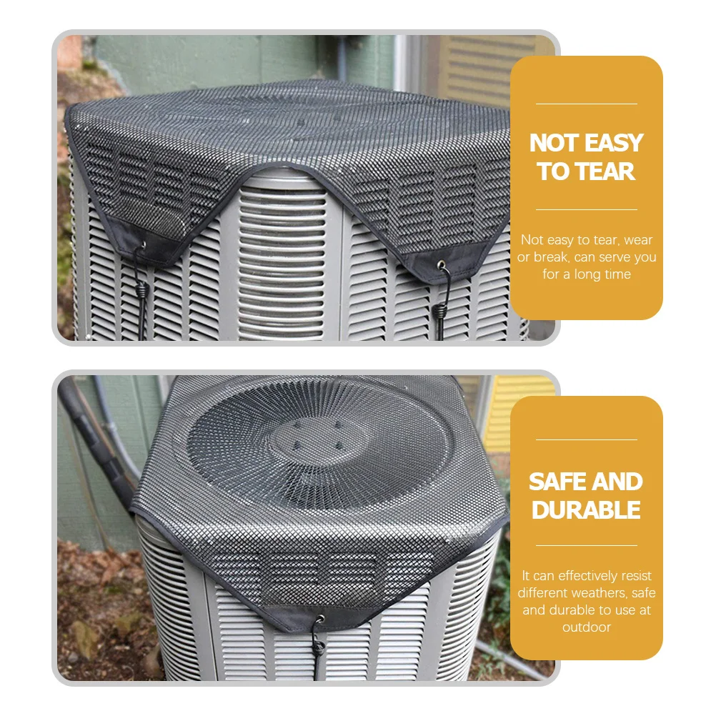 

Mesh Air Conditioner Cover Adjustable Elastic Cord Outdoor Unit Protector Rain Proof Breathable for Outside Air Conditioner