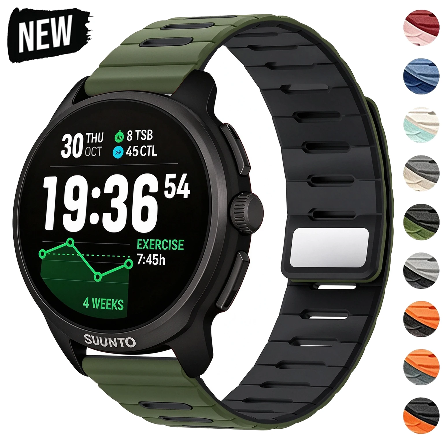 Magnetic Silicone Strap 22mm For Suunto Vertical 2/RACE 2 S/Run/Ocean Sports Bracelet For Suunto 5 9 Peak Pro Wristband Correa