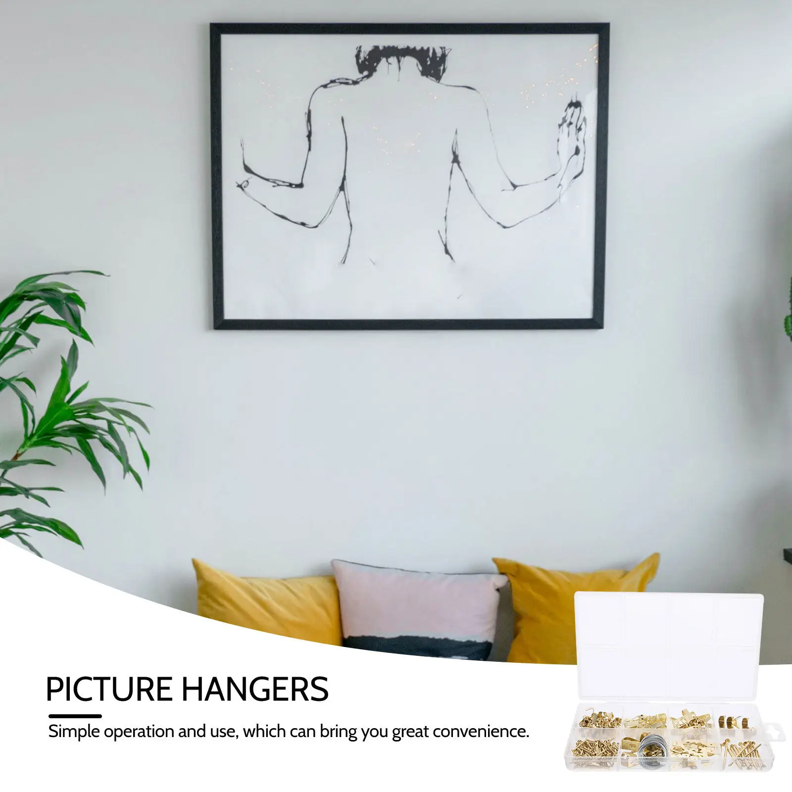

1Set Heavy Duty Picture Hanging Kit Iron Wall Hangers for Photos Posters Paintings Frame Hooks Home Office Hotel Use