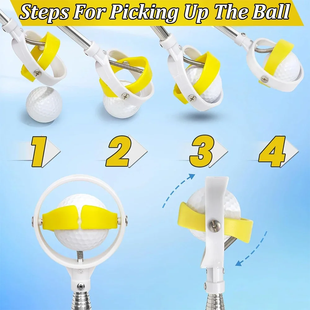 6/9/12FT Golf Ball Retriever Telescopic สําหรับน้ําฤดูใบไม้ผลิ Release-Ready หัวสแตนเลสสตีล Ball Retriever เครื่องมือ