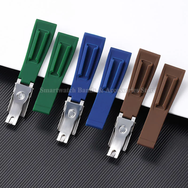 20mm Silicone Watch Strap for Seiko for Rolex for Submariner for Daytona for Oysterflex Waterproof Rubber Bracelet Accessories