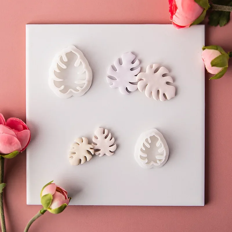 Monstera Leaf Shaped Soft Ceramic Earrings Clay Molds Plant Leaves Soft Pottery Clay Cutters For DIY Jewelry Decoration Tools