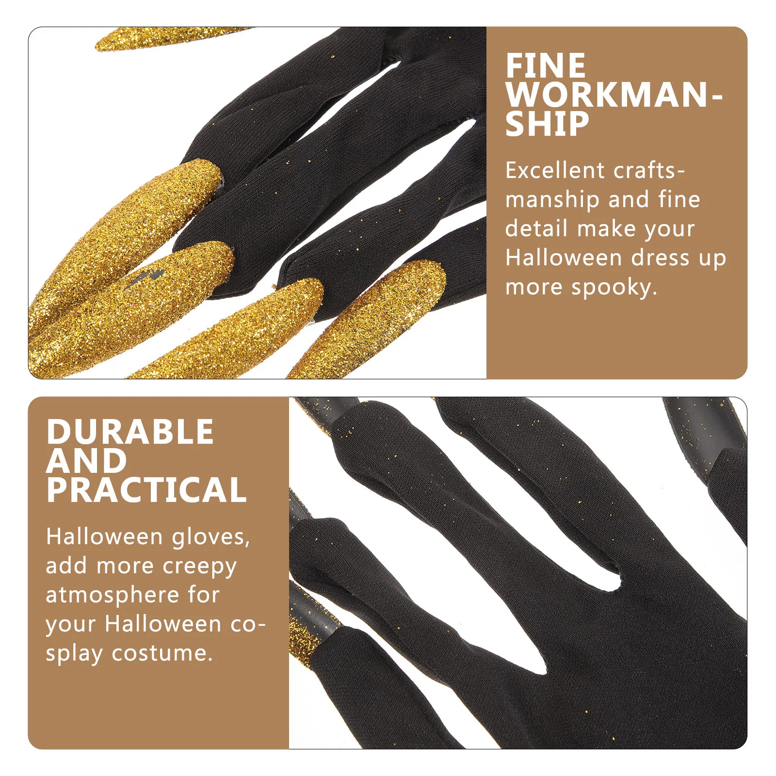 

1PCS Golden Claw Gloves Long Nails for Halloween Party Props Costume Scary Glove Horror Theme Decorations