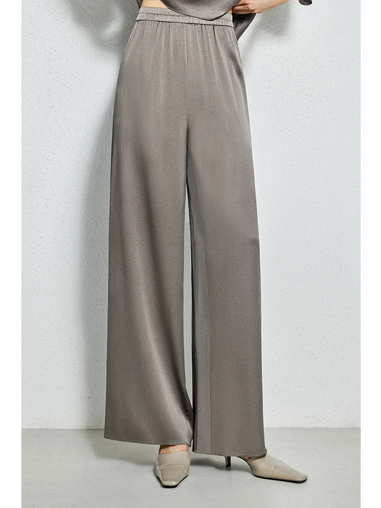 UNQ Smooth Air Pants High Waist Wide Leg Elastic Pearl Satin Casual Straight Leg Pants Comfortable Breathable Commute Trousers