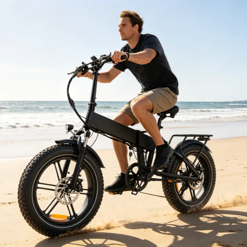 Elektrofahrrad 48V 15AH Akku City E-Bike 20*4.0 Fat Tire Elektrofahrrad mit Ölbremse, E-BIKE mit Dual-Federung, Rücklicht, Bremslicht, faltbares E-Bike