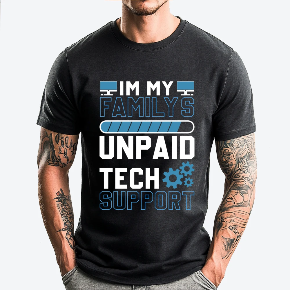 

I M My Family Unpaid Tech Support Computer Engineer Pink Graphic Tees Mans Man Clothes Graphic T-shirt