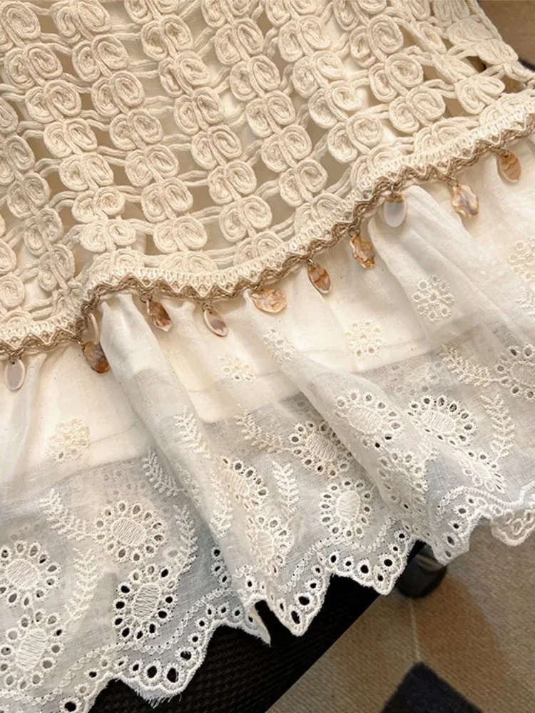 n Sle المرأة ort Sve تي شيرت محبوك الجوف خارج المحاصيل الأعلى وسترة قطعتين مجموعة الصيف تنفس مزيج القطن #4