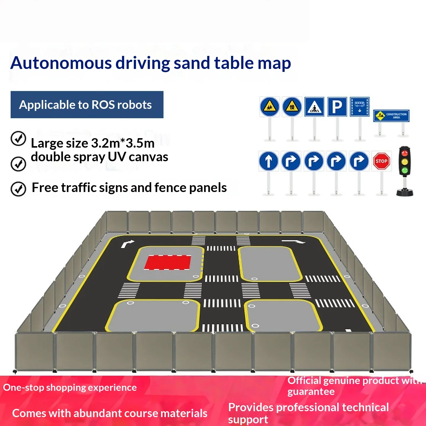 ROS Robot Autonomous Driving Sandbox, Traffic Scene Simulation Track Map, AI Vision Recognition Racing Field for Unmanned