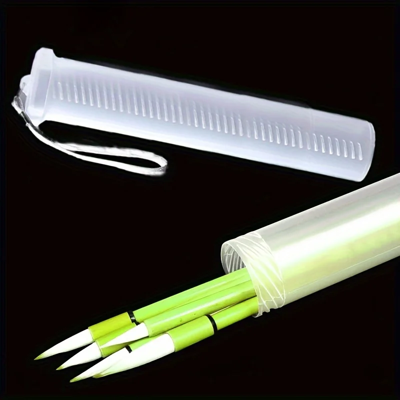 1pc ABS Telescopic Pen Holder Adjustable Transparent Art Painting Brush Pencil Holder Outdoor Sketching Brush Storage Pen Holder