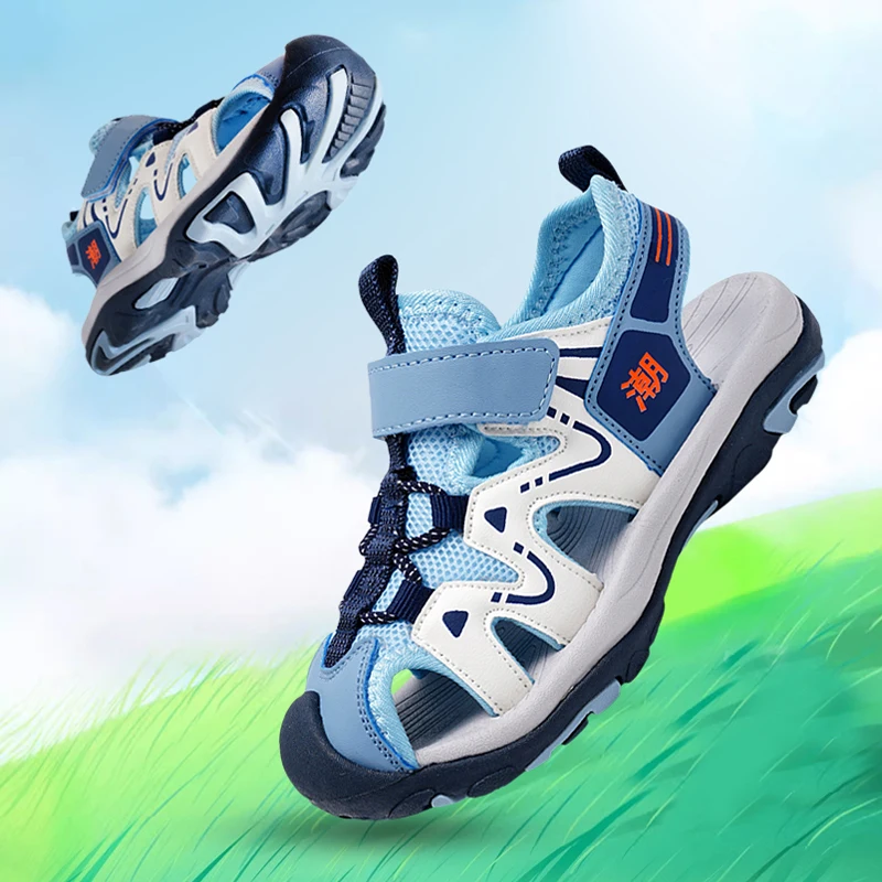 

Новые летние детские пляжные сандалии 2026 года с закрытым носком, защита от ударов, для прогулок, дышащие, с мягкой подошвой, для мальчиков