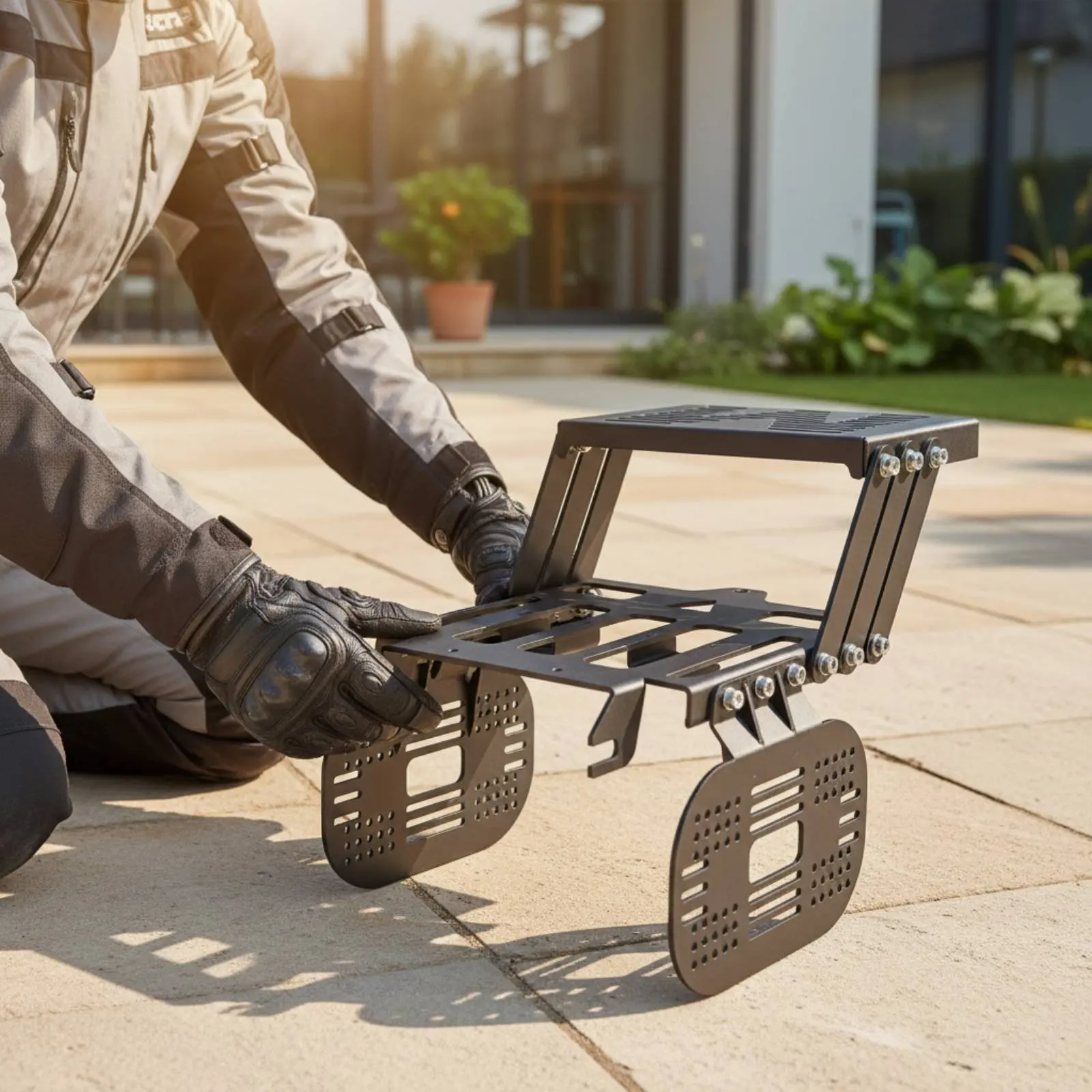 

Motorcycle Pannier and Top Luggage-Mount Multi-Function Extendable Motorcycle Tail Rack Sliding Rear Luggage Carrier Sturdy Duty