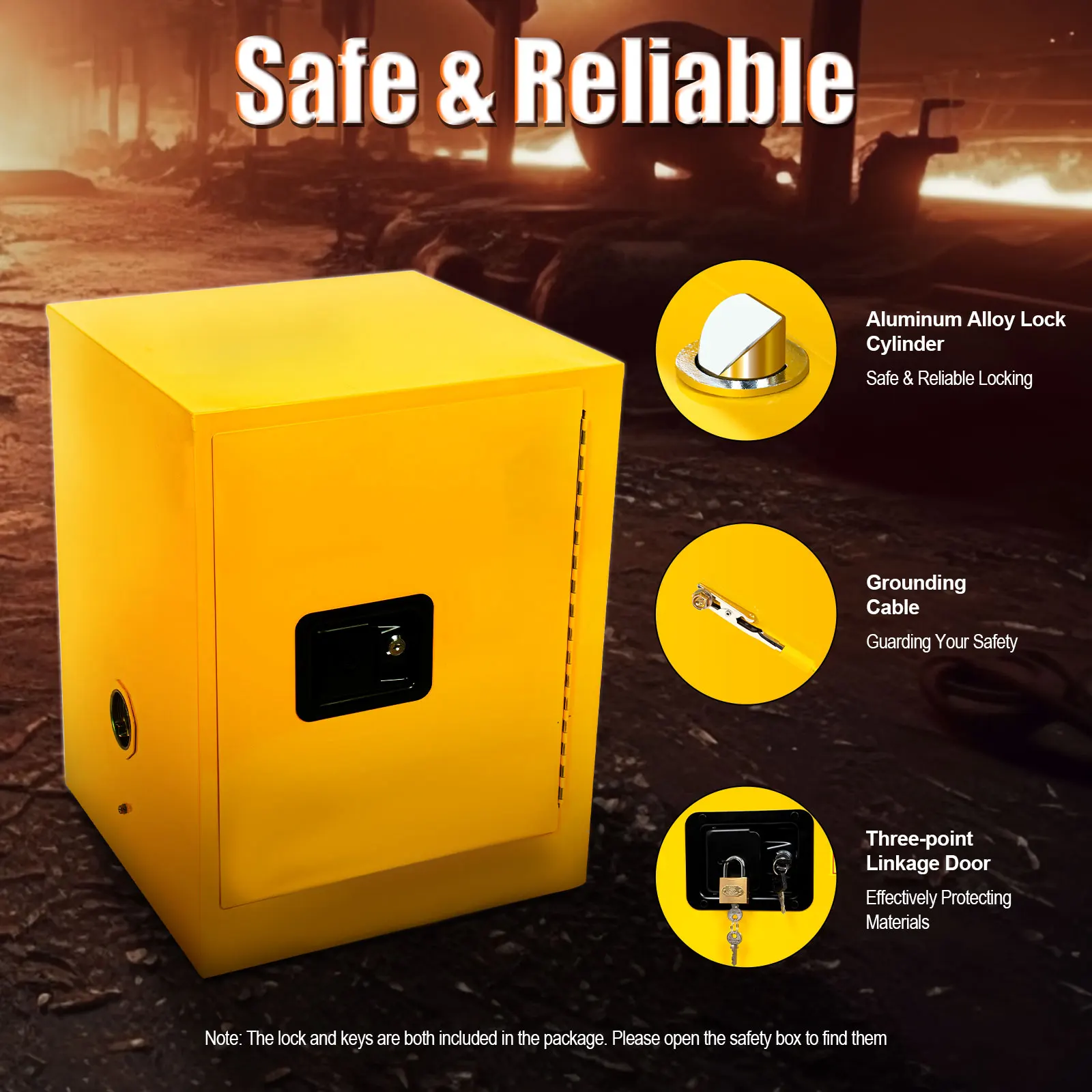 Chemical Safety Cabinet, 4 Gal Flammable Liquid Storage Cabinet ,Fireproof, Leak-Proof, Anti-Corrosion, for Factory Chemical Lab