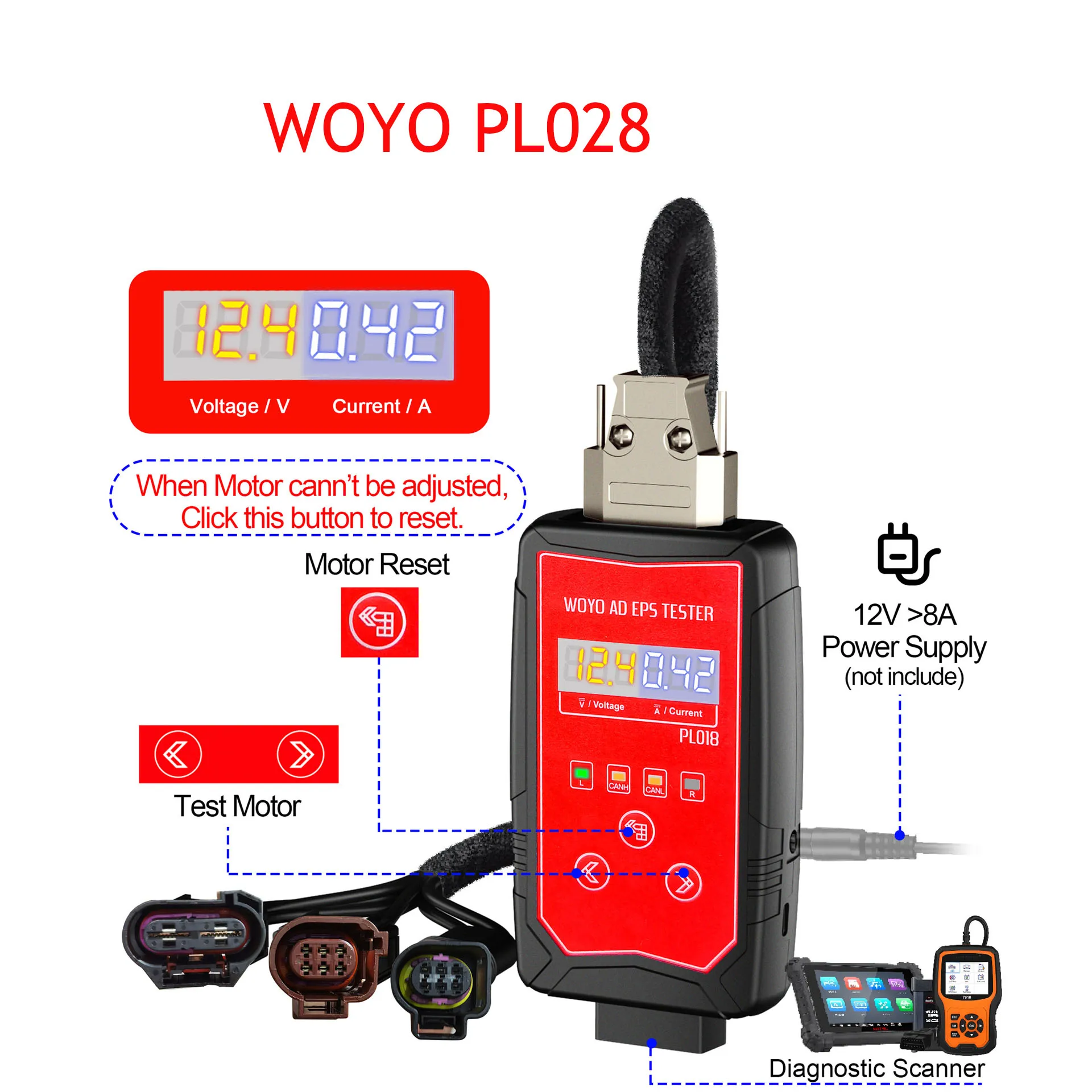 WOYO PL028 For BMW MINI Steering Wheel EPS Test Cooper Torque Sensor Drive Simulator EPS Motor Car Diagnostic tool