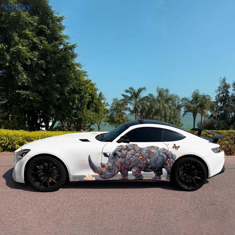 

Прохладное свечение лавового носорога, автомобильные виниловые наклейки, самоклеящаяся наклейка из ПВХ, подходит для грузовиков, внедорожников, украшения, автоаксессуары, подарок