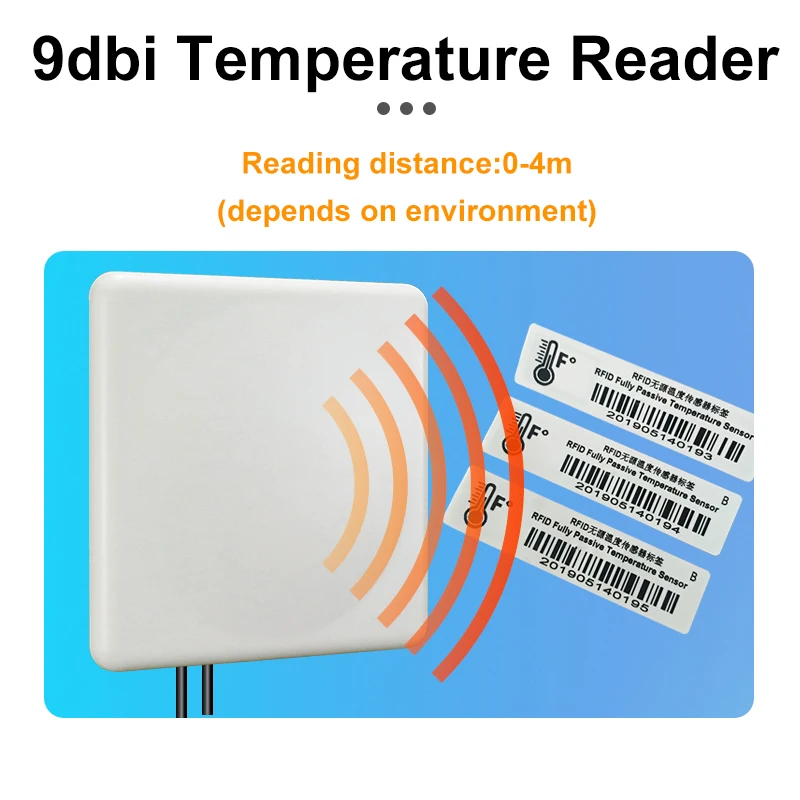 

UHF RFID Reader 5-8m UHF EPC G2 ISO-18000-6C RFID Integrated Reader Read Temperature Label Tags 3-4M RS232