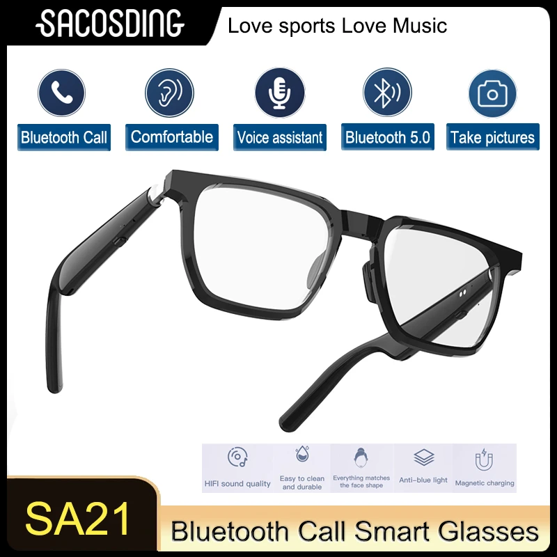 Sports Smart Glasses Wireless Bluetooth 5.0 Listen To The Music Glasses Smart Anti-Blue Light Bluetooth Call Glasses Android ios