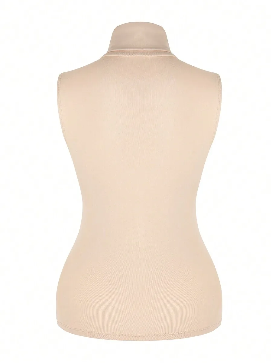 Sleeveless Women High Neck Tank Top Mock Turtleneck Slim Fit Stretchy Layer Tee Shirts T-Shirts Undershirts