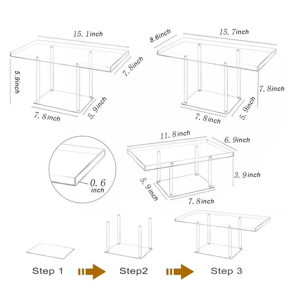 Dessert Display Stand Elegant Tiered Cupcake Table Display Set for Parties Events Transparent Pastry Food for Cookies