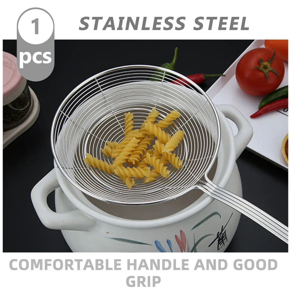 Cuchara coladora de acero inoxidable de grado alimenticio, para freír fideos, sopas picantes, drenaje de aceite, con orificio para colgar, colador de cocina, 1 ud.